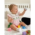 thumbnail image 3 of BemeyourBBs Newborn Baby Girl Golf Outfit Smocked Bubble Romper Ruffle Short Sleeve Plaid Print Bodysuit Playsuit with Bow Cute Infant Girls Summer Clothes, 3 of 9