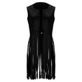 thumbnail image 5 of Hxshgdsn Women Open Front Tassel Vest Boho Western Faux Suede Fringe Cardigan Vintage Hippie Sleeveless Jacket Outwear Black Xl, 5 of 9