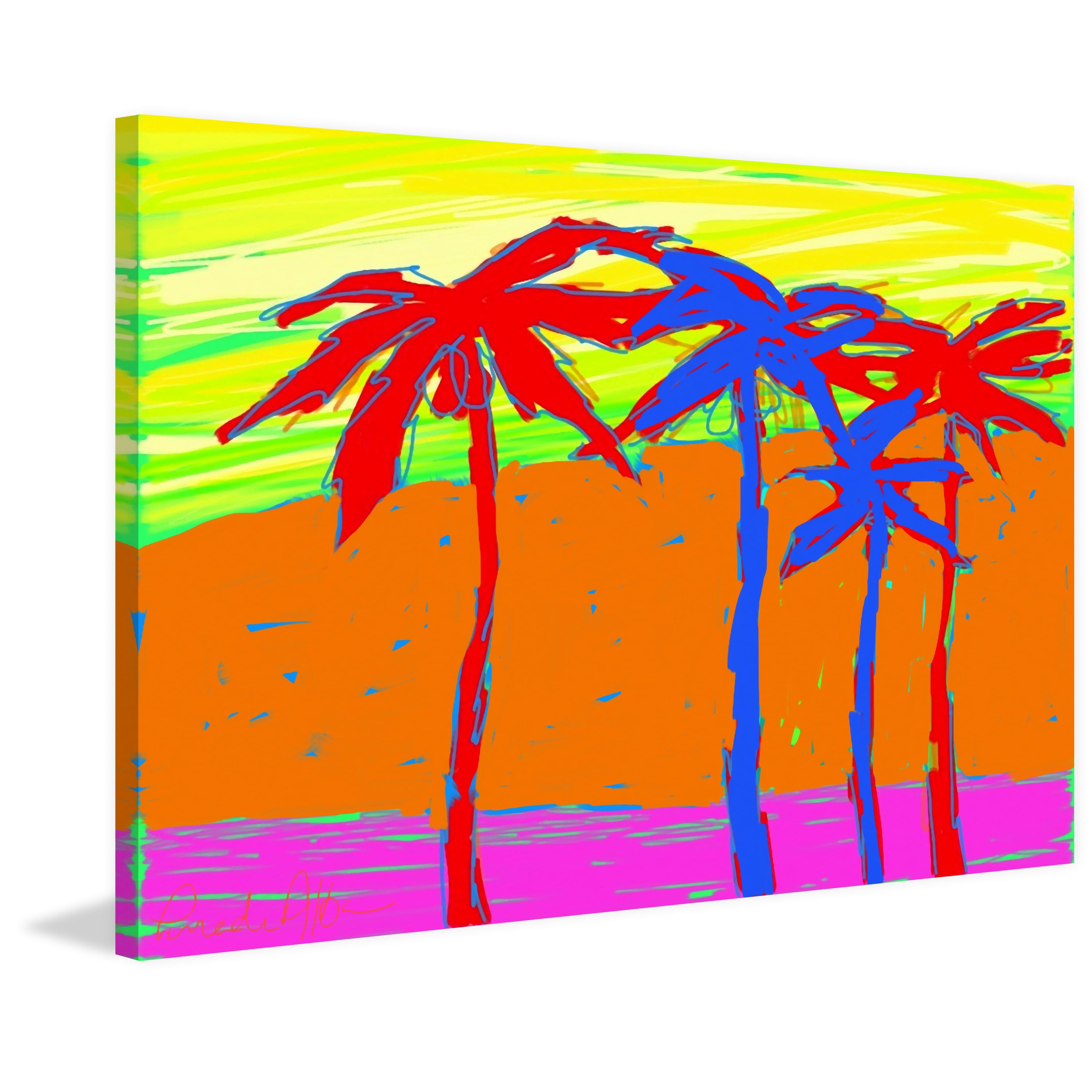 Marmont Hill "California Palms 3" by Arthur Pina Painting Print on Wrapped Canvas