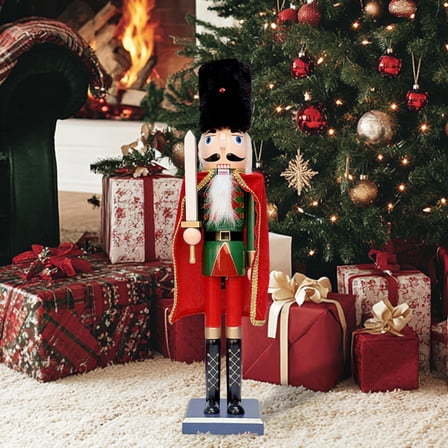 LAMPHOME 24Inch Wooden Soldier Nutcracker Christmas Decor - Festive Christmas Nutcracker Gift, Winter Indoor Decoration for Table, Desktop & Fireplace