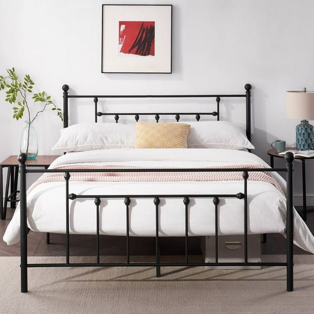 Antique Queen Size Platform Bed With Victorian Iron Headboard Slats Support Com Antique Queen Size Platform Bed With, Ashley Kira King Storage Bed Assembly Instructions