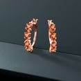 thumbnail image 4 of Gem Stone King 18K Rose Gold Plated Silver Orange Sapphire Hoop Earrings for Women | 4.40 Cttw | Gemstone Birthstone | Oval 6X4MM, 4 of 4
