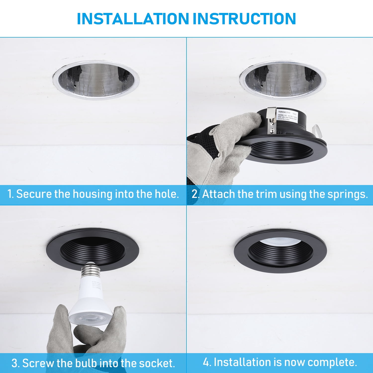 12 Pack 4" Ceiling Can Light Trim for 4" Recessed Can, Full Metal, 4" Recessed Lighting Baffle Trims Fit Halo/Juno Remodel Recessed Housing