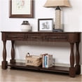 thumbnail image 2 of JERFIT 63" Mid-Century Modern Console Table with 3 Drawers & Shelf, Solid Pine Wood Sofa Table for Entryway, Hallway & Living Room, Espresso Finish, 2 of 7