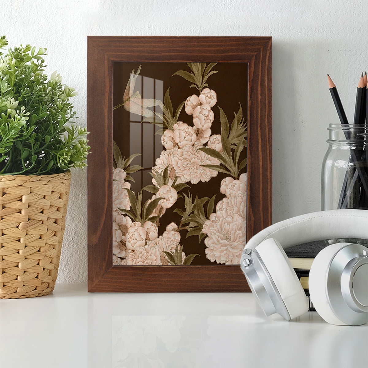 Asian Brocade III - Framed Print w/glass - Chestnut