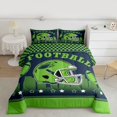 thumbnail image 2 of jejeloiu Rugby Ball Helmet Full Size Comforter Sets,Green Sport Helmet Bedding Sets For Football Gamer Reversible 3 Pieces, 2 of 8