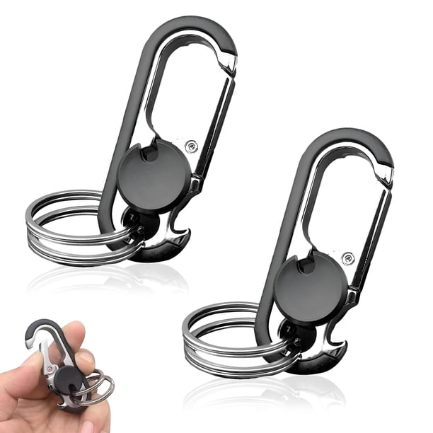 Llavero de metal multifuncional para coche, 2 llaveros para hombre con gancho de clip y 2 anillos extra desmontables, organización portátil para llaves de coche, llavero de coche con cinturilla