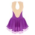 thumbnail image 2 of TiaoBug Kids Girls Sleeveless Figure Skating Dress Rhinestone Chiffon Ballet Leotard Ballerine Tutu Dress Purple 14, 2 of 7
