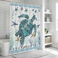 thumbnail image 5 of Coastal Turtle Shower Curtain Set - Standard 72" x 72" Washable Bathtub Curtain with 12 Hooks, Nautical Starfish Coral Jellyfish Stripes Waterproof Fabric Stall Shower Curtains for Bathroom Décor, 5 of 6