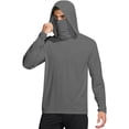 thumbnail image 2 of Men's UPF 50+ Sun Protection Long Sleeve Hooded Shirt with Mask for Spring Fall Hiking Fishing Outdoor,Dark Gray,M, 2 of 8