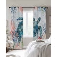 thumbnail image 2 of Coastal Turtle Blackout Curtains 45 Inches Long, Kitchen Black Out Window Treatments, Nautical Ocean Coral Jellyfish Seashells Thermal Insulated Lined Drapes for Small Window with Grommet 42"x45", 2 of 8
