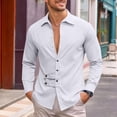 thumbnail image 2 of DxhmoneyHX Mens Button Down Shirts Long Sleeve Lapel Half Button Lounge T Shirts Loose Fit Lightweight Summer Beach Wedding Basic Tunic Tops, 2 of 8