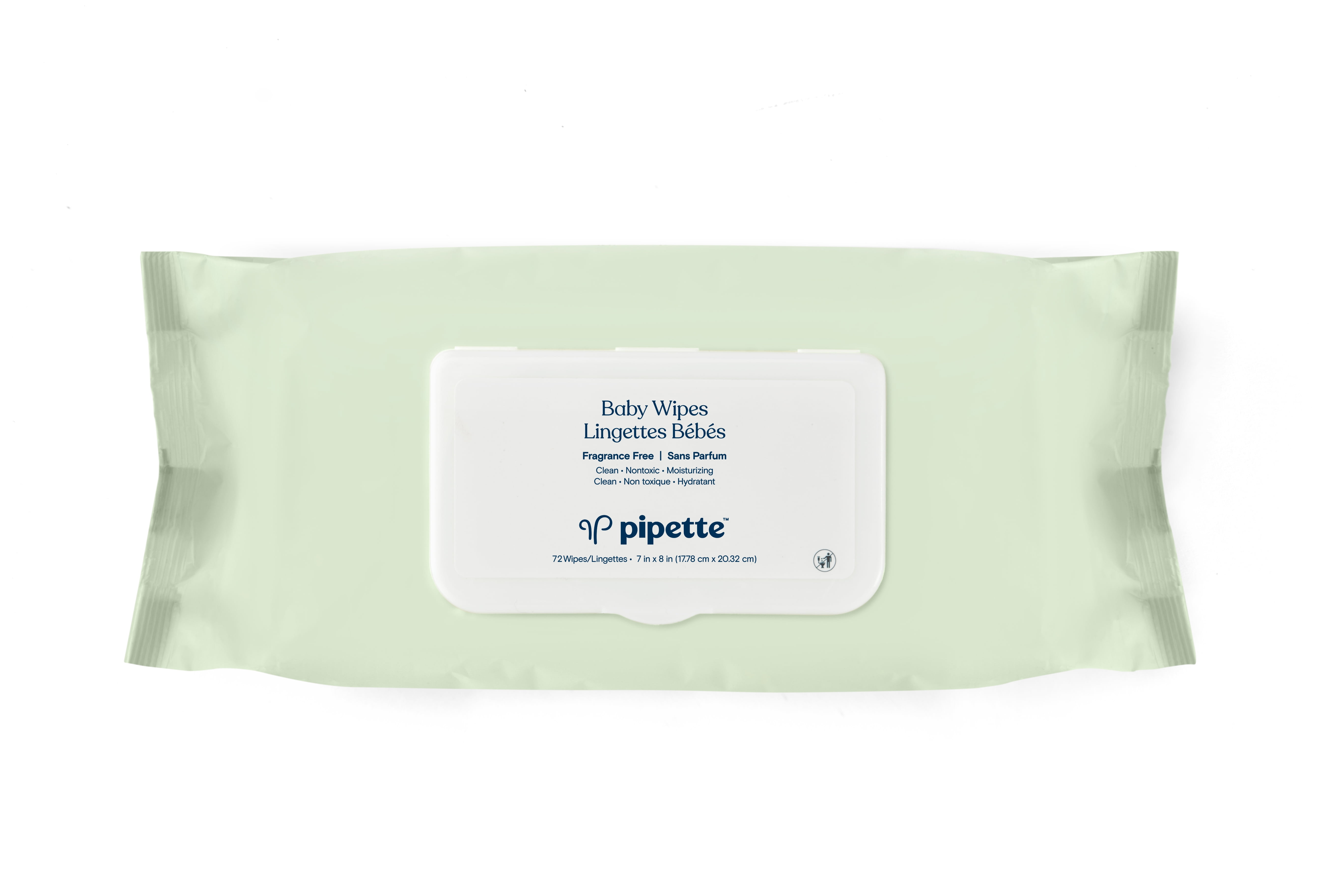 Pipette Sensitive Skin Baby Wipes, Alcohol Free and Unscented (1 Pack), 72 Count