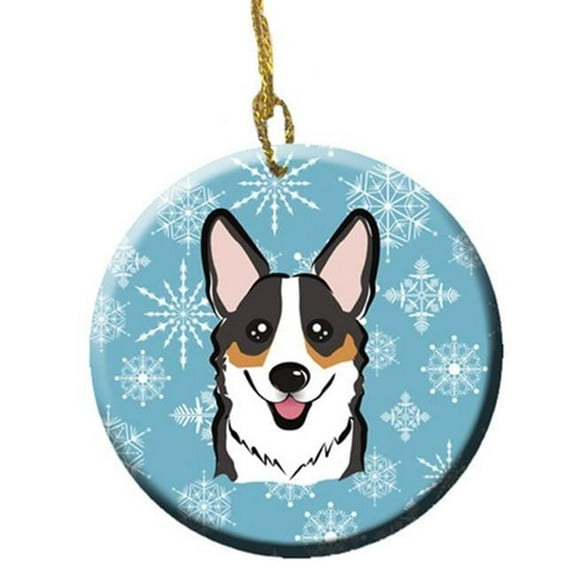 Snowflake Tricolor Corgi Ceramic Ornament