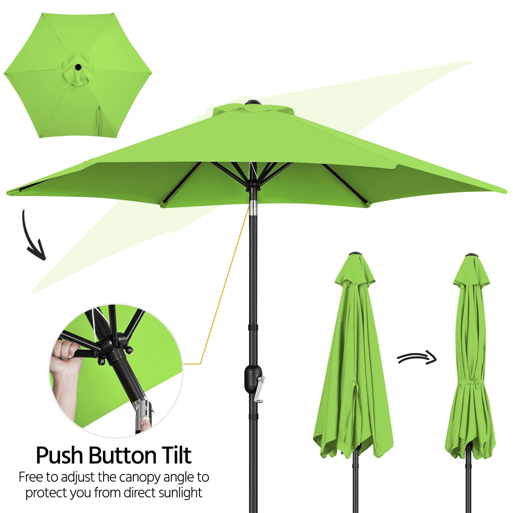 Renwick 9 Ft Outdoor Patio Umbrella with Push Button Tilt and Crank, Grass Green
