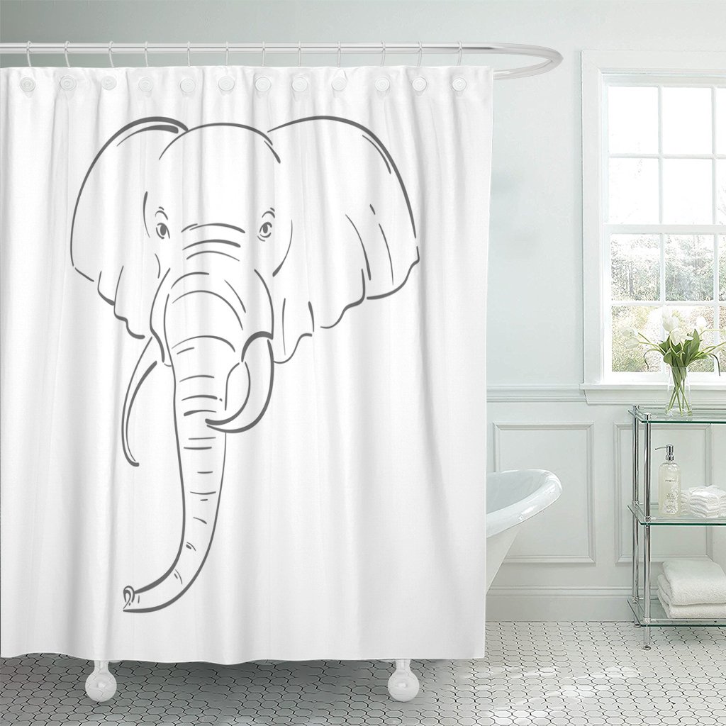 PKNMT Trunk Abstract of Elephant Sketch The on Animal Wild Polyester