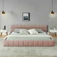 thumbnail image 2 of Grounded King Size Bed Frame, Upholstered Chenille Platform Bed Frame with Tufted Headboard and Wooden Slats Support, No Box Spring Needed, Pink, 2 of 9