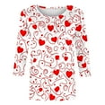 thumbnail image 4 of WREESH Womens 3/4 Sleeve Tops Valentine's Tie-Dye Heart Graphic T-Shirts Blouses Fashion Spring Summer Crew Neck Shirts White, 4 of 5