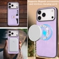 thumbnail image 6 of ELEHOLD Case for iPhone 17 Pro Max, Magnetic Wallet Phone Case with Card Slots, Wireless Charging Compatible,Purple, 6 of 7