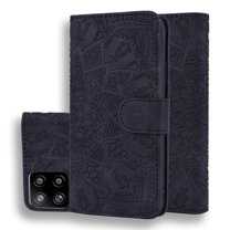 Mantto Cases for Samsung Galaxy A42 5G Magnetic Wallet Case for Women Card Holder Flip Cover Embossed Mandala Flower Kickstand PU Leather Magnetic Folio with Strap, Black