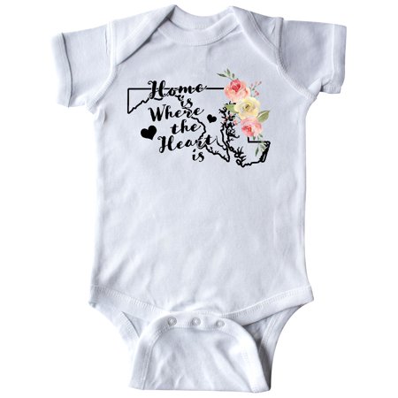 

Inktastic Maryland Home is Where the Heart is with Watercolor Floral Gift Baby Boy or Baby Girl Bodysuit