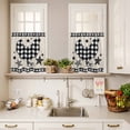 thumbnail image 3 of 3 Piece Kitchen Curtains and Valances Set Chicken Hen Cafe Curtains 24 Inch Length Rooster Animals Farmhouse White Black Plaid Vintage Valance & Tier Curtain for Living Room Bedroom 54"x18"+27"x24"*2, 3 of 6