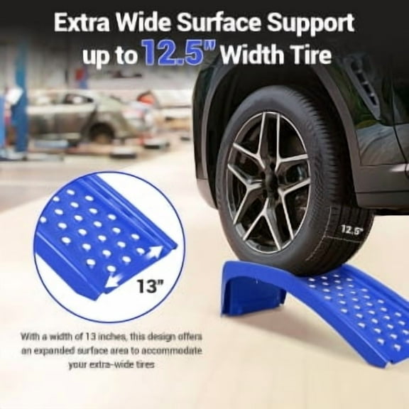 Rugerasy 2PC 8 inches Capacity 8000 LBS Solid Steel Car Ramp Set,Heavy Duty Auto Truck Ramps for Oil Change and Car Repair,Ideal for Easy Home Garage Maintenance,Blue