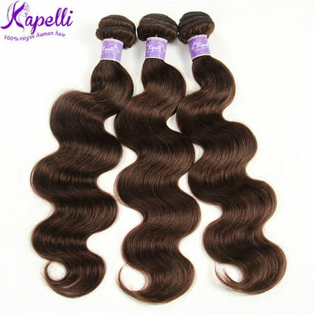 Kapelli Brazilian Hair Body Wave Bundles 3pcs Virgin Hair Human Hair Weave #2, 14