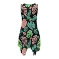 thumbnail image 4 of HELLHERO Sundress, Green and Pink Monstera Leaves Side Pockets Women's Sleeveless Dress, With Side Pockets Skin Friendly Summer Dresses for Beach Vacation, 4 of 8