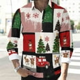 thumbnail image 6 of qolati Mens Christmas Shirts Casual Printed Long Sleeve Button Up Dress Shirt Male Winter Festival Shirts Santa Claus Party Hawaii Blouses Top, 6 of 8