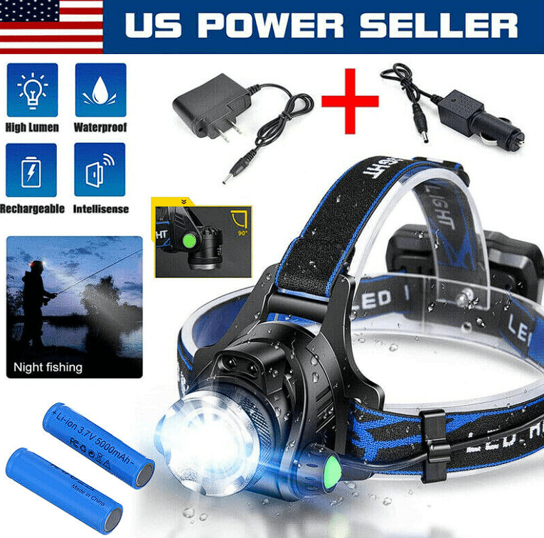Details about   99000LM LED Headlamp Rechargeable Headlight Zoomable Head Torch Lamp Flashlight 