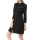 thumbnail image 4 of Vestido de mezclilla para mujer INSPIRE CHIC, con mangas 3/4, botones, mini vestido de camisa de mezclilla, talla XL, color negro, 4 of 8