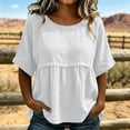 thumbnail image 5 of Womens Plus Size Babydoll Tops Summer Short Sleeve Peplum T Shirts Casual Loose Fit Crew Neck Going Out Tunics, 5 of 6