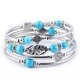 thumbnail image 1 of Pulsera de estilo retro para mujer, pulsera envolvente de piedra natural turquesa / ojo de tigre Pulsera multi - redonda con cuentas de piedra natural en capas brillar Electrónica, 1 of 3