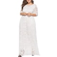 thumbnail image 2 of Eternatastic Womens Floral Lace 2/3 Sleeves Maxi Dress Evening Party Long Dress 3XL White, 2 of 6