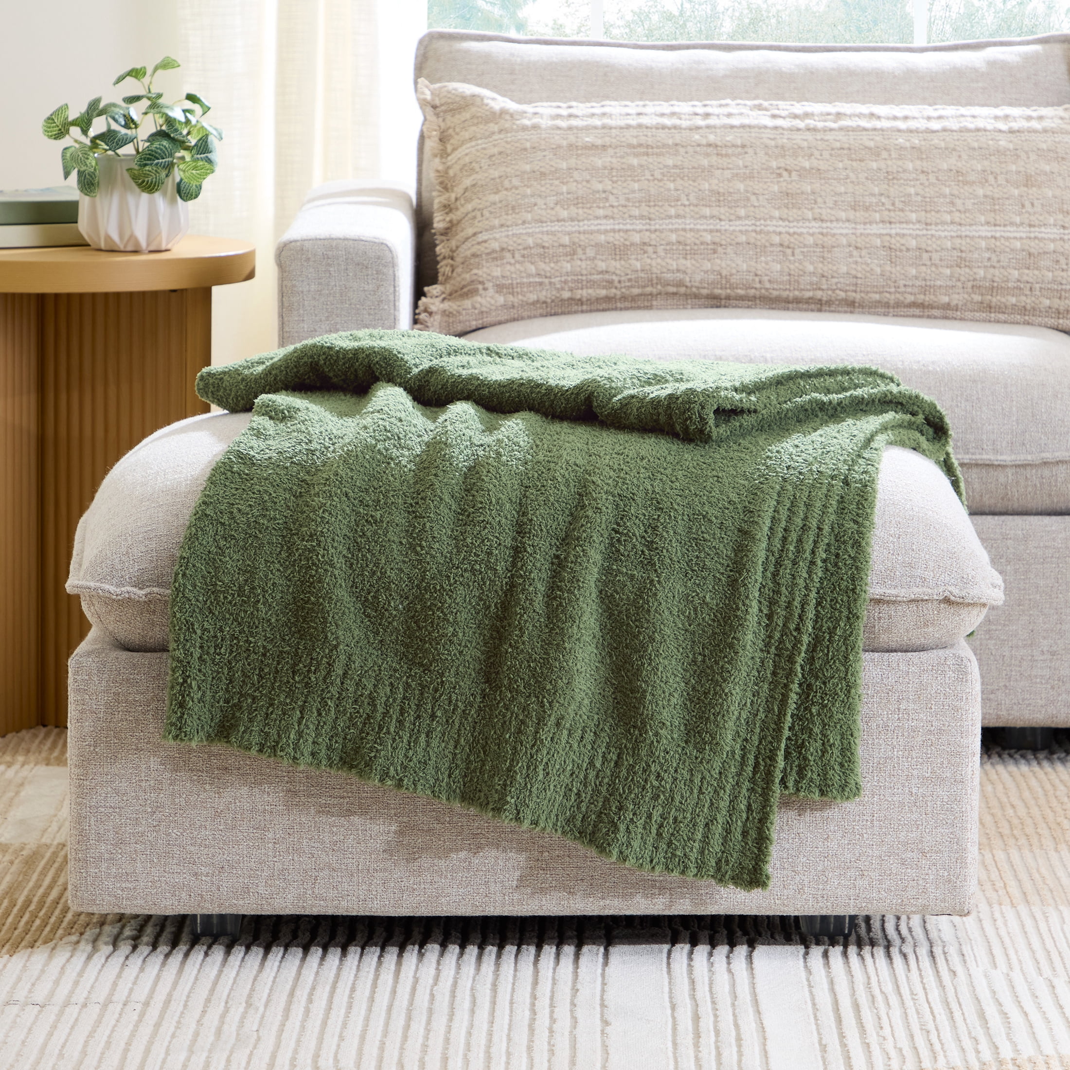 Better Homes & Gardens Oversized Cozy Knit Couch Throw Blanket, Green Ash, 50 x 72 in