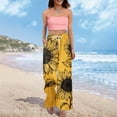 thumbnail image 2 of LWavelet Women's Drawstring Waist Sunflower Print Wide Leg Pants with Split Detail for Casual & Vacation Outfits Saffron L, 2 of 8