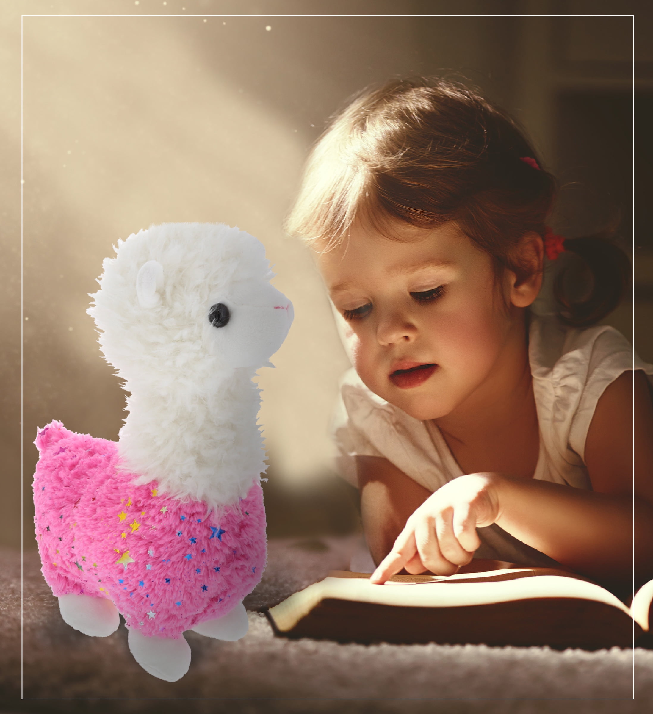 DolliBu Sparkle Pink Llama Stuffed Animal Plush Toy Kids Adults Huggable Cuddle Llama Gifts Cute Stuffed Animals for Toddler Baby First Teddy Bear Super Soft Toys for Girls Boys