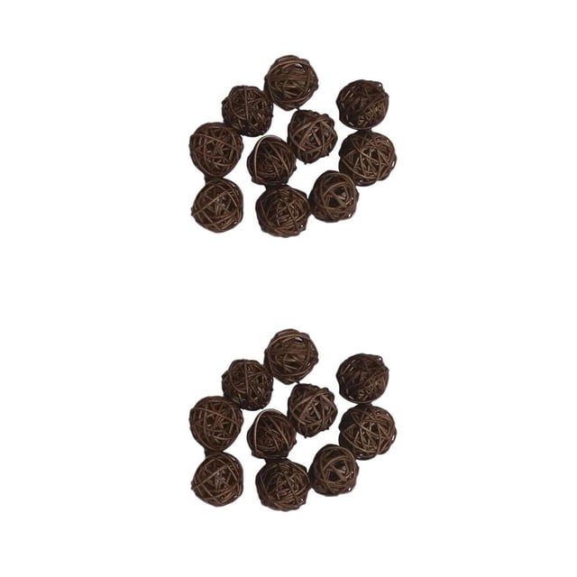 Naiovety 10 Uds. Bolas de mimbre de 3cm, manualidades decorativas para fiesta de boda y Navidad café 10 piezas 2Conjunto