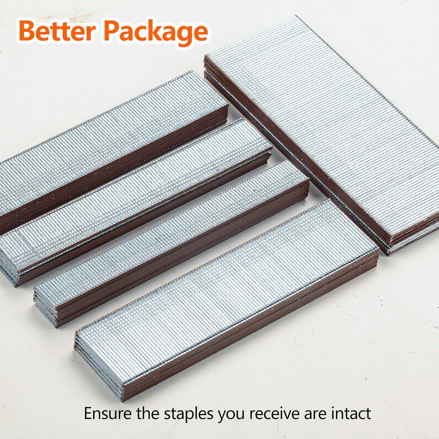 18 Gauge Galvanized Brad Nails Brown T-head 4 Sizes 4000-Pack (5/8"+3/4"+1"+1-1/4"),1000 per size, Assorted Size Project Pack, for Pneumatic, Electric 18GA Brad Nailer Gun