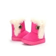thumbnail image 3 of Daeful Kids Winter Boot Plush Collar Warm Ankle Booties Button Snow Boots Fuzzy Mid Calf Outdoor Shoes Girls With Lined Bootie Rose Red 13little kids, 3 of 5