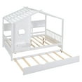 thumbnail image 3 of Bellemave Full Size House Bed with Trundle, Full Bed Frame with Storage Bookshelves, Wood House Bed with Roof, White, 3 of 9