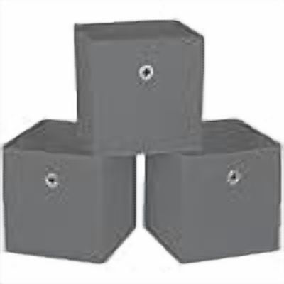 Fabric Cubes Storage Containers ,11 Inch Cloth Storage Cube Foldable Storage Bins Cubes Organizer Baskets with Dual Handles for Shelf Closet Set of 3,(Grey)