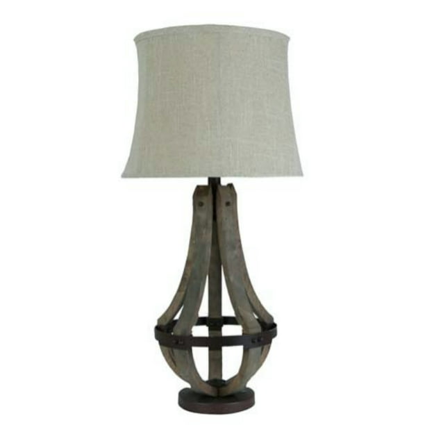 21 Verano Italian Wooden Wine Barrel Style Table Lamp With Linen Fabric Shade Walmart Com Walmart Com