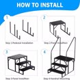 WEILAI RV Step 3 Step Ladder Upgrade RV Step with Handrails Heavy Duty