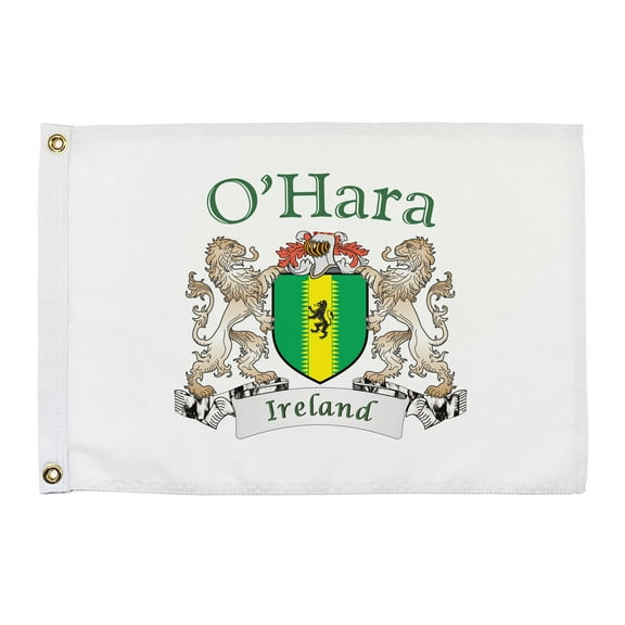O'Hara Irish Coat of Arms Small White Flag - 16"x10.5" inches