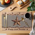 thumbnail image 2 of Placemats Set of 6, Western Texas Star Vintage Woven Placemat, Linen Place Mats for Kitchen/Dining Tables, Rustic Wreath Wood Black Plaid Washable Table Mats for Party, 2 of 8