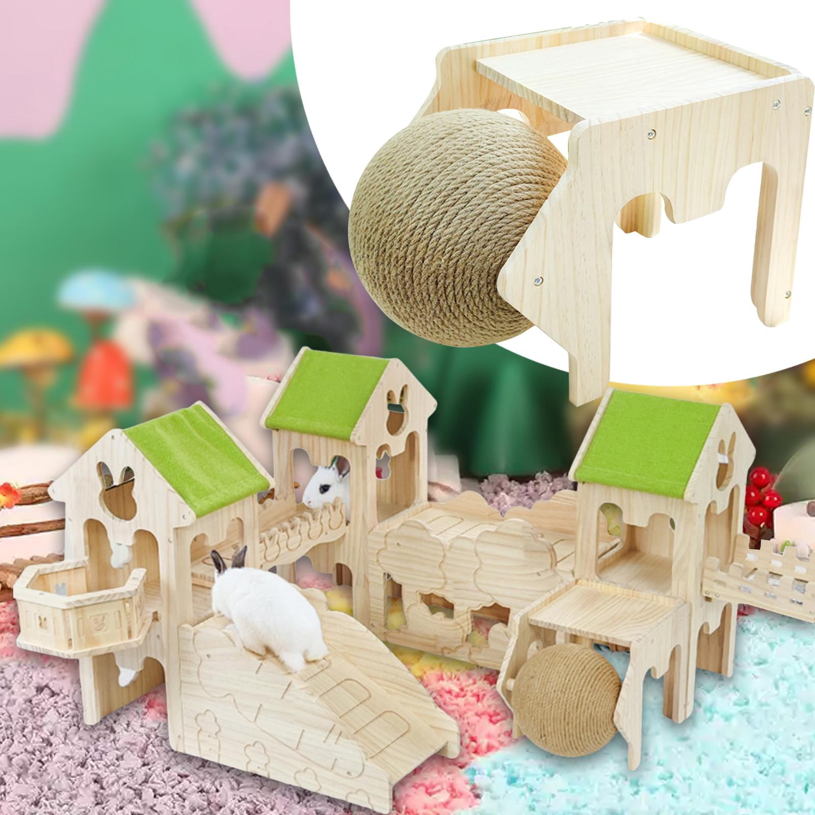 balikha Habitat Decor Sleeping Nest Solid Wood Hamster Hideout Small Pets Activity Toy for Gerbil Hedgehog Hiding F