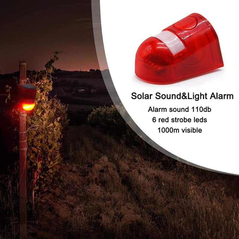 Solar Powered LED Alarm Warning Security Flashing Light IP65 Waterproof Lamp 