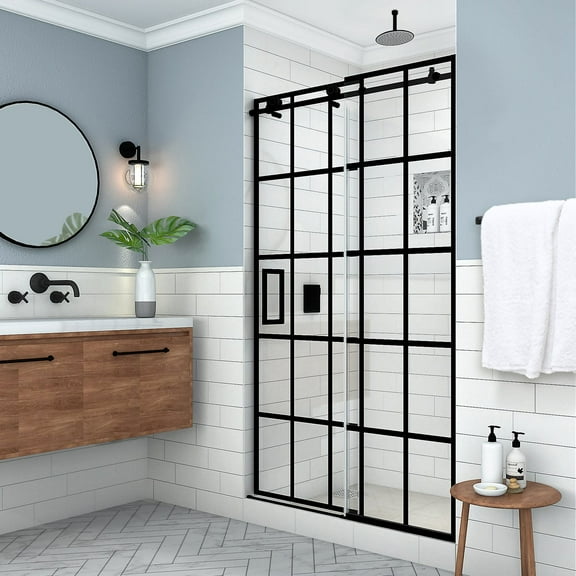 Aston Sdr984wfs5280l Kamaya Xl 80" High X 52" Wide Sliding Frameless Shower Door - Black